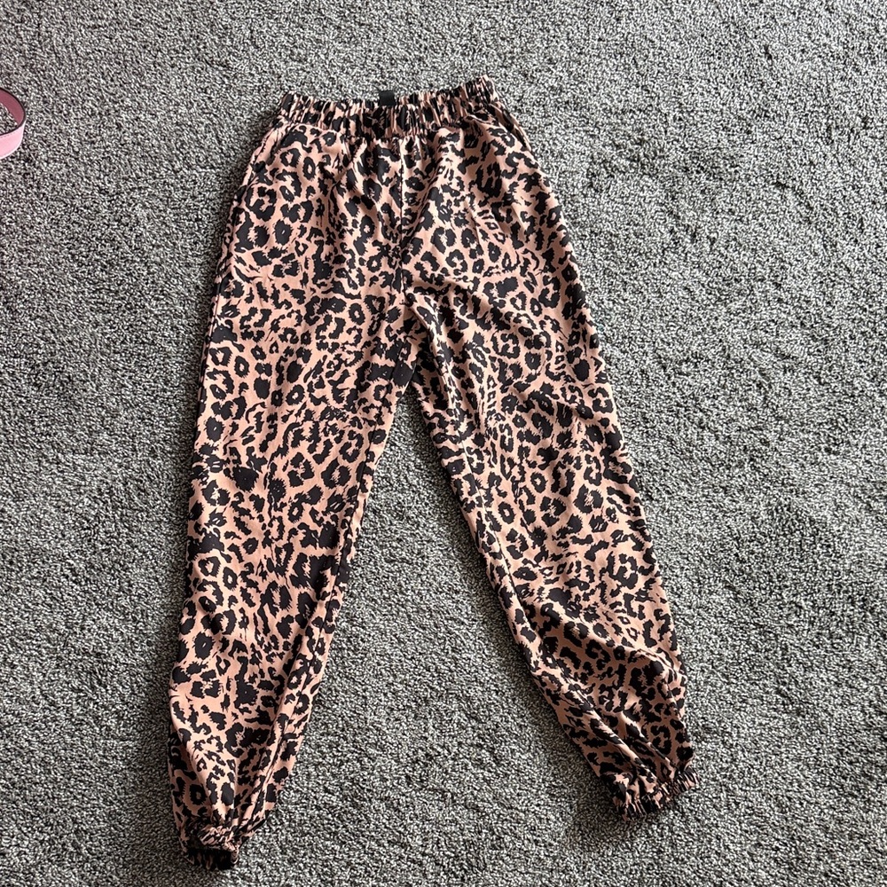 SHEIN Leopard Print Kids Joggers - Brown and Black
